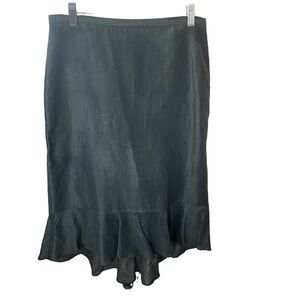 Banana Republic Black Ramie/Cotton/Silk Hi-Lo Fluted Zip Skirt Women's Size 4